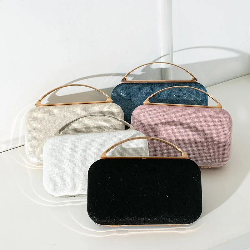 Ladies Banquet Party Evening Bags Fashion Fine Square Metal Box Handbags for Women Wedding Prom Small Clutch Chain Shoulder Bag - Image 5