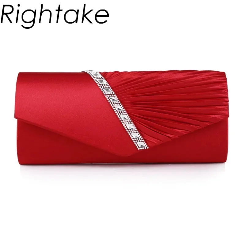 Rightake Wedding Party Clutches Woman Purple Purse Fashion Luxury Diagonal Rhinestone Prom Party Clutch Evening Bag Shoulder Bag - Image 5