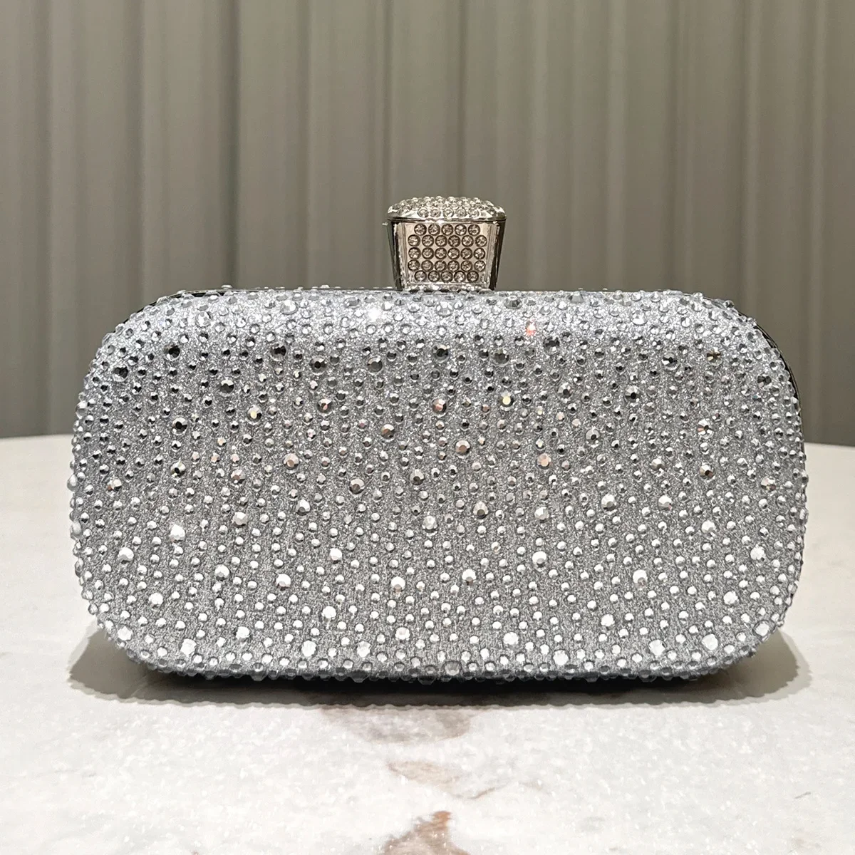 Fashion Shining Luxury Rhinestone Evening Bags Chain Shoulder Bags For Women Retro Dark Blue Green Silver Small Clutch Handbags - Image 3