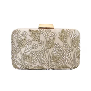 Handmade Pearl Beaded Flower Evening Bags For Women Luxury Gold Color Small Clutch Banquet Party Chain Shoulder Bag Ladies Purse