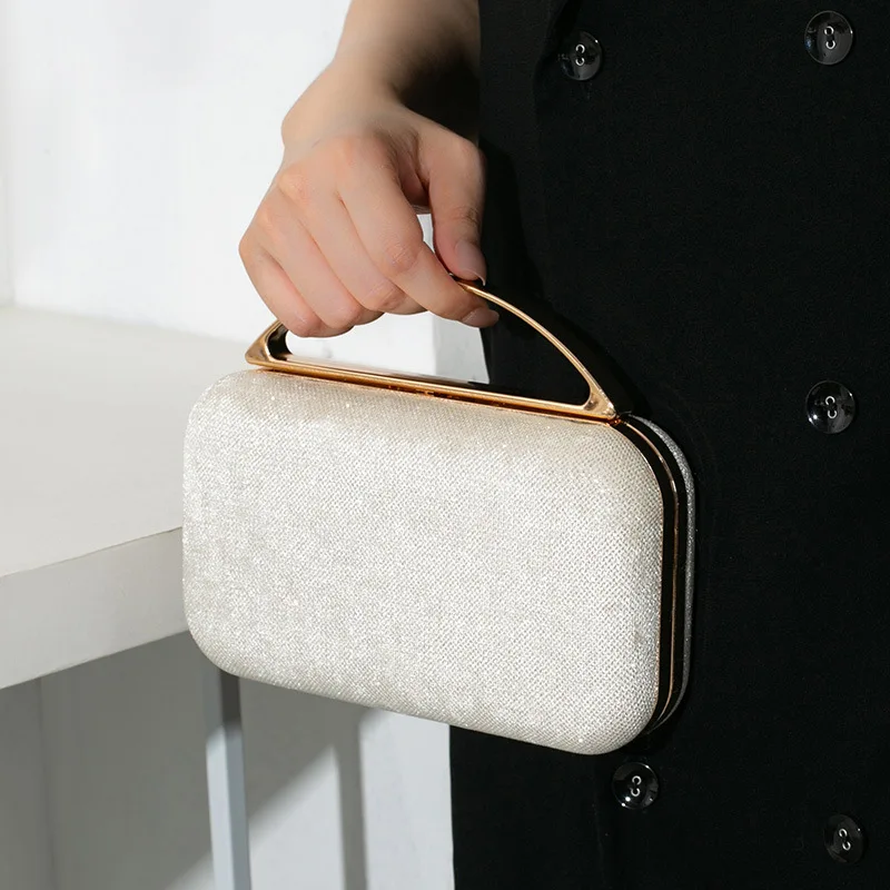 Ladies Banquet Party Evening Bags Fashion Fine Square Metal Box Handbags for Women Wedding Prom Small Clutch Chain Shoulder Bag - Image 2