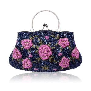 2025 Classic Vintage Female Luxury Evening Bags Handmade Beaded Flower Fine Party Purses Handbags Designer Womens Clutches Purse