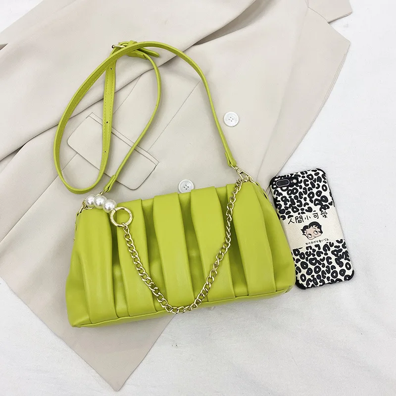 Summer Simple Green White Yellow Small Handbags For Women 2024 Fashion Korean Daily Shopping Shoulder Bag Ladies Party Tote Bag - Image 4
