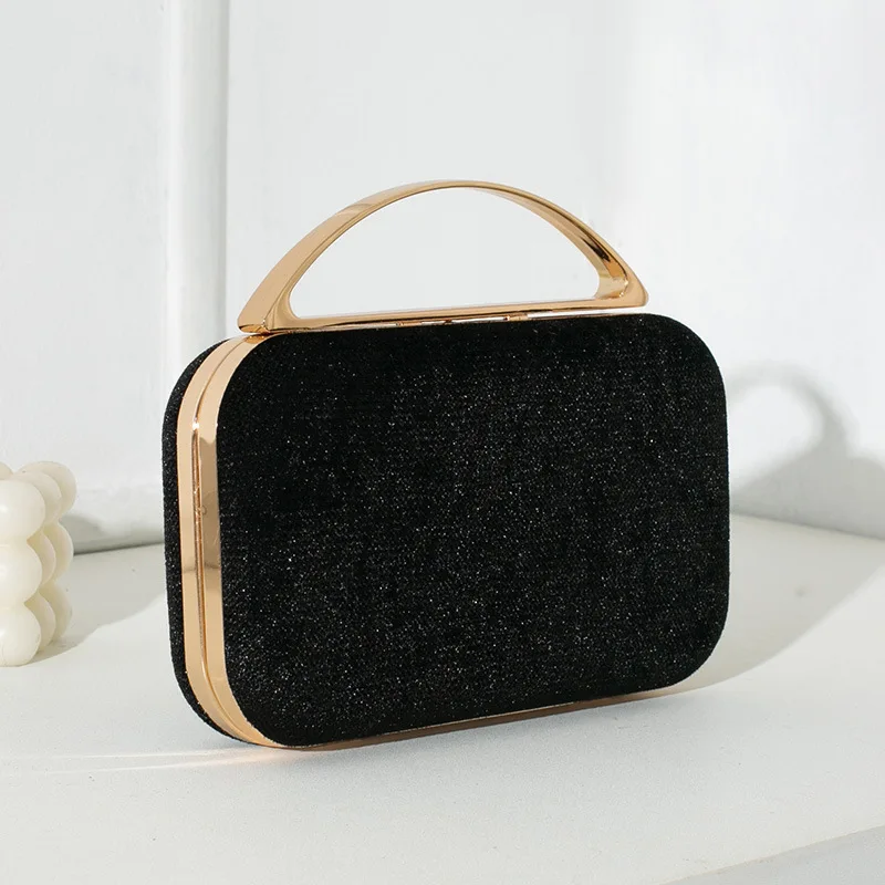 Ladies Banquet Party Evening Bags Fashion Fine Square Metal Box Handbags for Women Wedding Prom Small Clutch Chain Shoulder Bag - Image 3