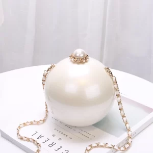 2025 Fashion Design Pearl Ball Party Evening Bags Woman Handbags Global Spherical Acrylic Hard Case Shoulder Small Crossbody Bag