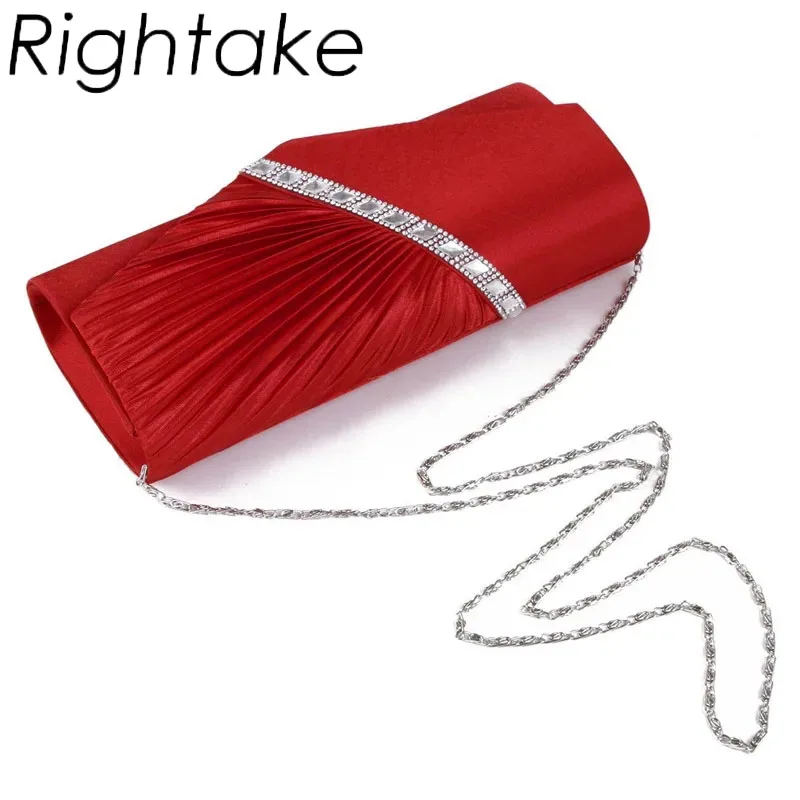 Rightake Wedding Party Clutches Woman Purple Purse Fashion Luxury Diagonal Rhinestone Prom Party Clutch Evening Bag Shoulder Bag - Image 2