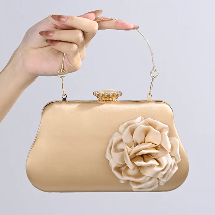 Trendy Elegant Flower Square Evening Bags Retro Blue Purple Silk Small Clutch Purses Chain Shoulder Bags For Women Prom Party - Image 2