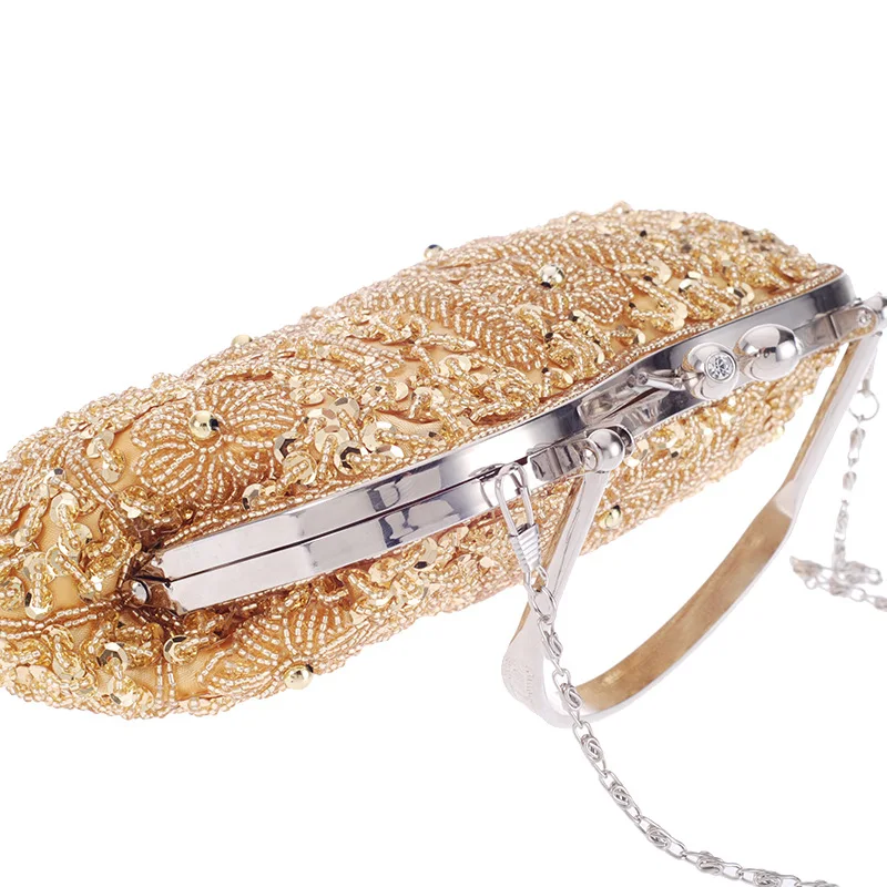 Vintage Ethnic Style Evening Bags Fine Fashion Sequin Round Beaded Flower Clutches Metal Handle Handbags Shoulder Bag For Women - Image 3