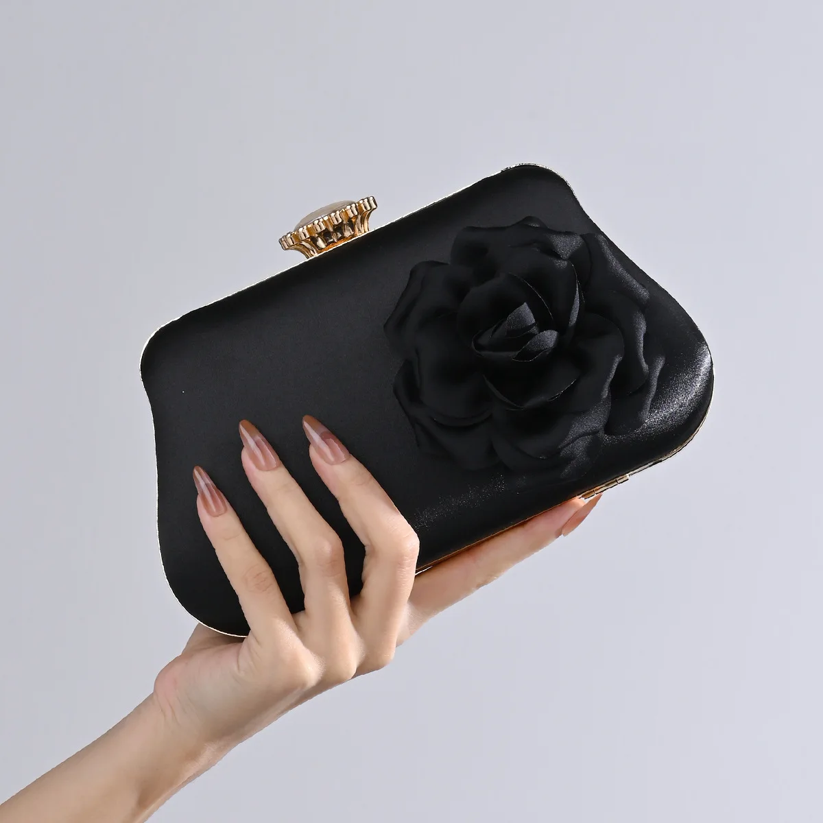 Trendy Elegant Flower Square Evening Bags Retro Blue Purple Silk Small Clutch Purses Chain Shoulder Bags For Women Prom Party - Image 4