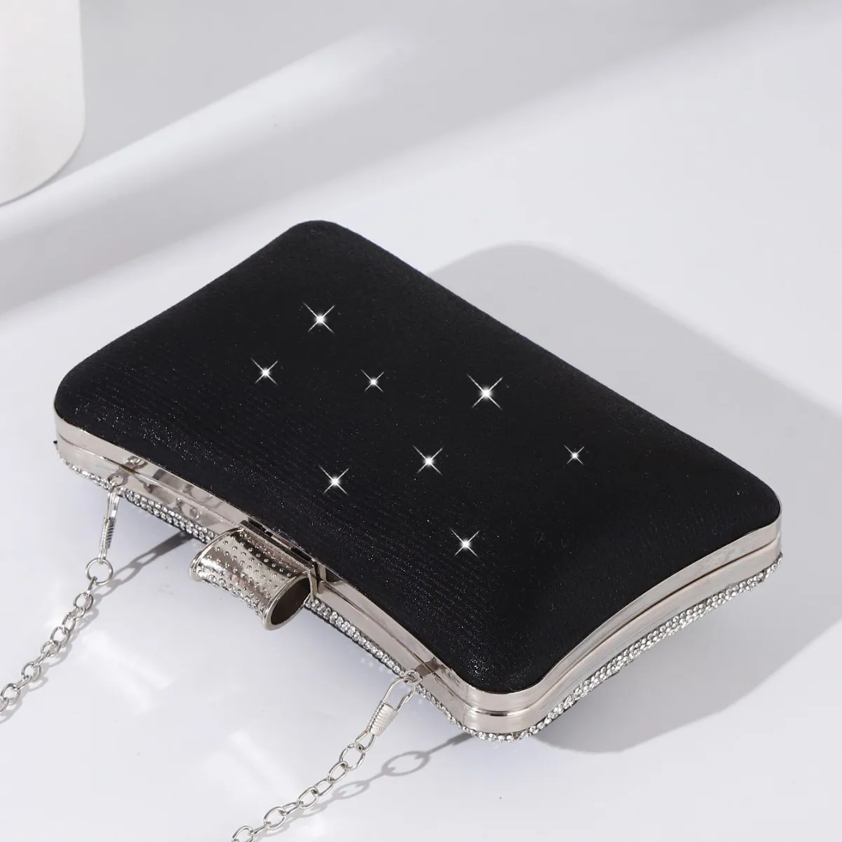 Trendy Luxury Black White Evening Bags Shining Diamond Small Box Clutch For Women Wedding Party Chain Shoulder Bags Prom Handbag - Image 4